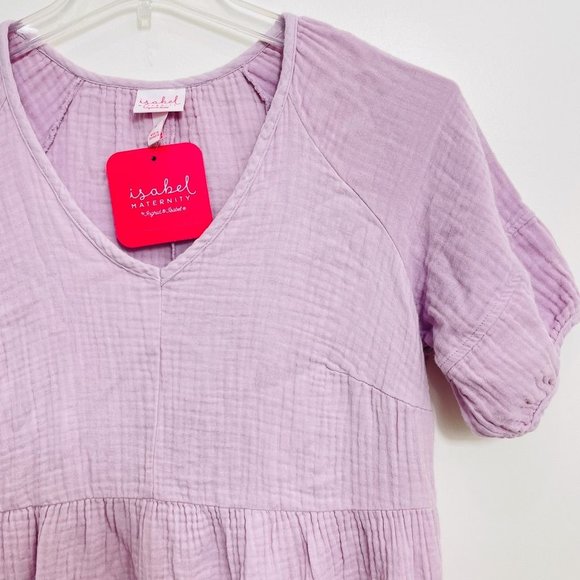 Isabel Maternity Women's Dress Small Short Sleeve Purple Gauzy Ingrid & Isabel - Picture 2 of 9